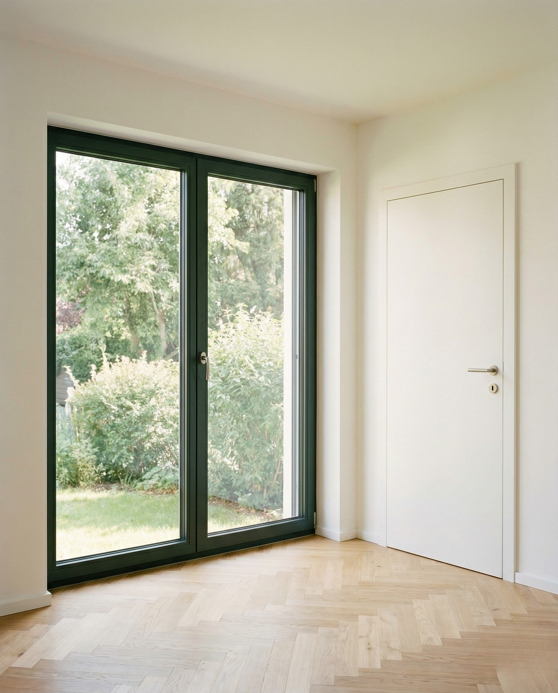 Neue Fenster und Innentür mit Eichenparkett