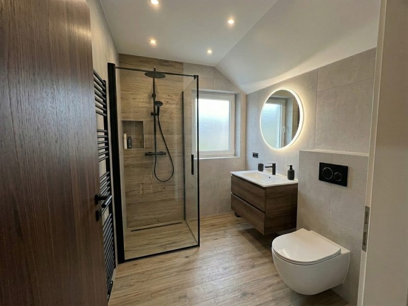 Badsanierung Nürnberg St. Leonhard nachher, modernes Badezimmer mit Dusche